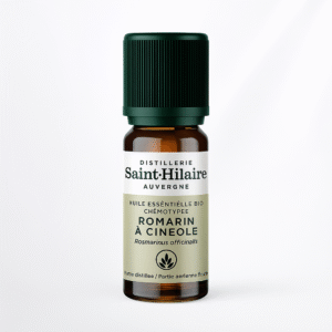 Huile essentielle de Romarin à Cinéole Bio en flacon ambré 10 ml – Distillerie Saint-Hilaire, 100% pure et naturelle, certifiée Bio, tonifiante et purifiante.